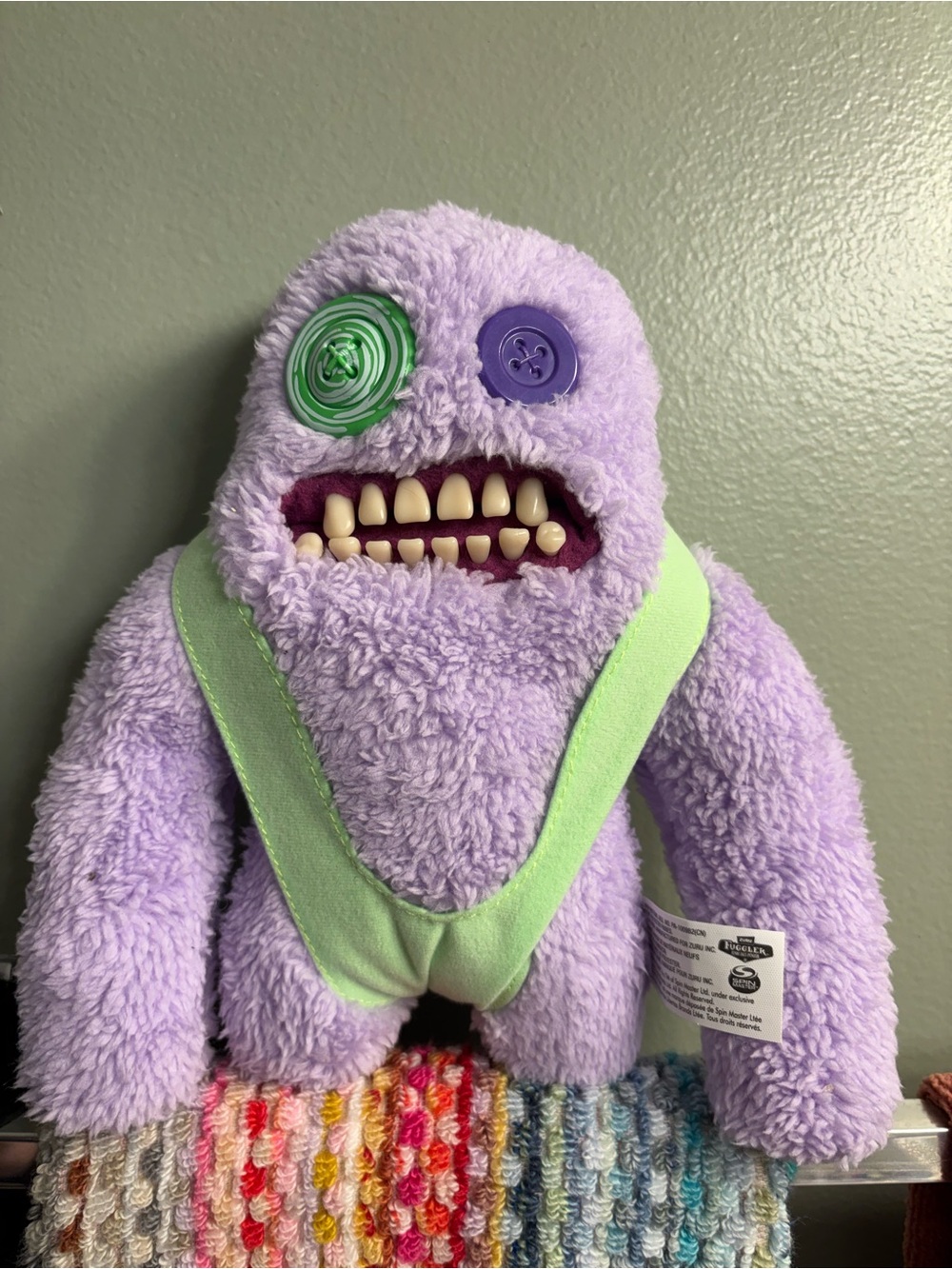 Mr. Sasquoosh Fuggler Plush Lavender Monster Stuffed Toy with Lime Green Accent